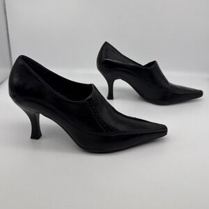 Franco Sarto Black Pointed Toe High Vamp Pumps Heels HN/1 4/7, 6.5M Booties